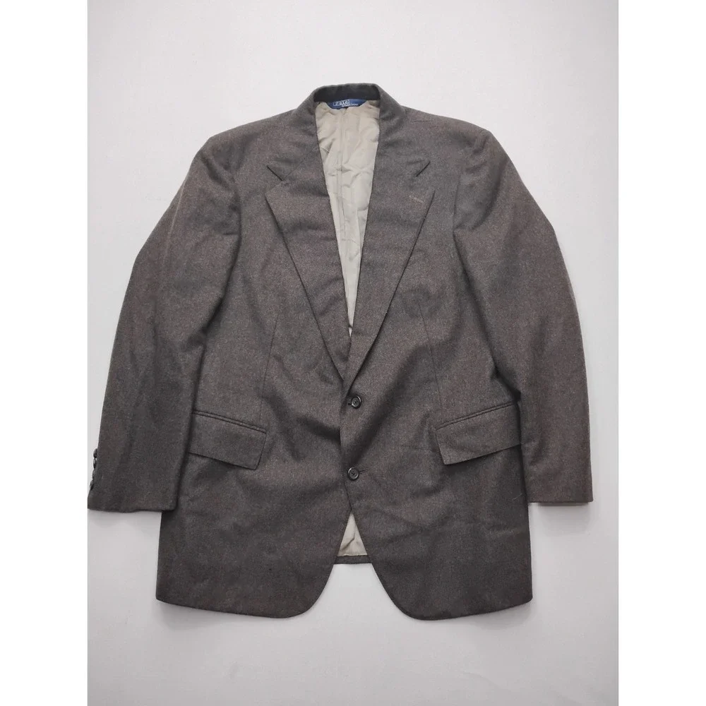 Polo Ralph Lauren Wool Blazer 44R Union Made In USA Brown Vintage